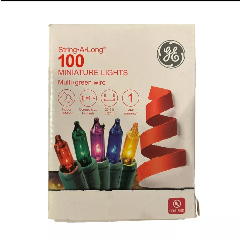 GE 100 Count Multi Color Mini String Lights With Green Wire Holiday & Christmas